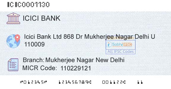 Icici Bank Limited Mukherjee Nagar New DelhiBranch 