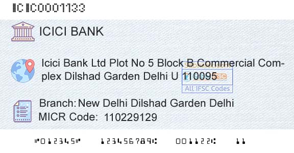 Icici Bank Limited New Delhi Dilshad Garden DelhiBranch 