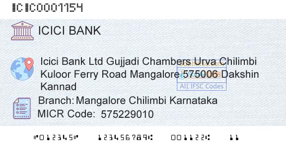 Icici Bank Limited Mangalore Chilimbi KarnatakaBranch 