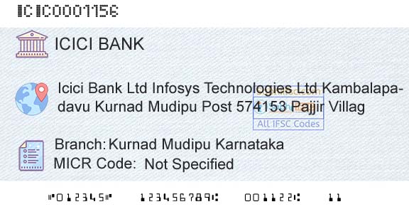 Icici Bank Limited Kurnad Mudipu KarnatakaBranch 