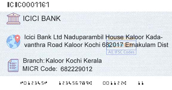 Icici Bank Limited Kaloor Kochi KeralaBranch 
