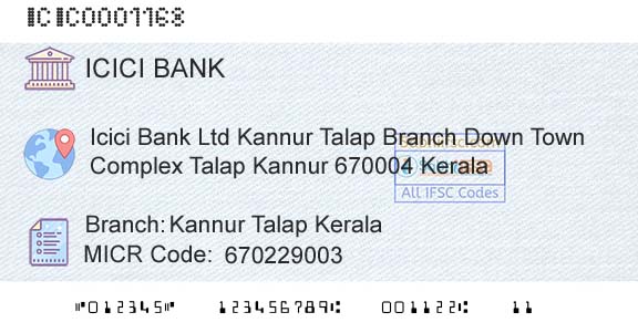 Icici Bank Limited Kannur Talap KeralaBranch 