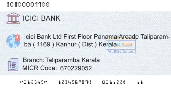 Icici Bank Limited Taliparamba KeralaBranch 