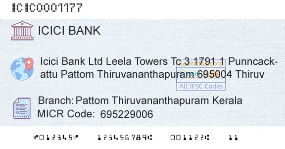 Icici Bank Limited Pattom Thiruvananthapuram KeralaBranch 