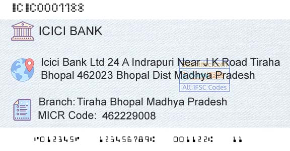 Icici Bank Limited Tiraha Bhopal Madhya PradeshBranch 