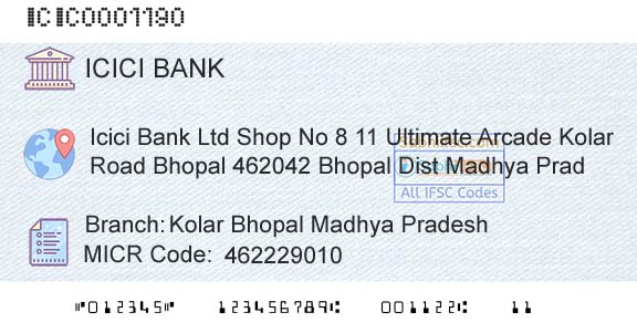 Icici Bank Limited Kolar Bhopal Madhya PradeshBranch 