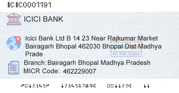 Icici Bank Limited Bairagarh Bhopal Madhya PradeshBranch 