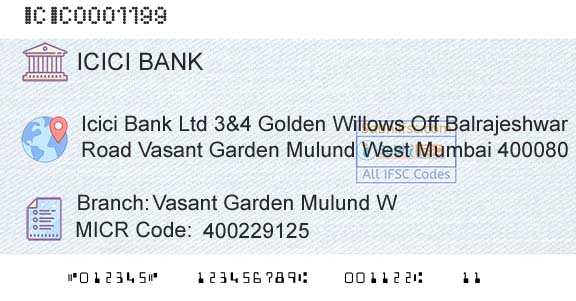 Icici Bank Limited Vasant Garden Mulund WBranch 