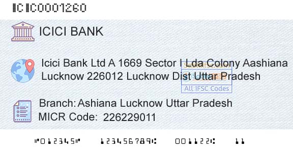 Icici Bank Limited Ashiana Lucknow Uttar PradeshBranch 