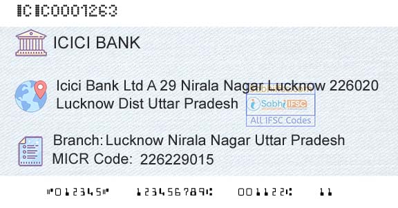 Icici Bank Limited Lucknow Nirala Nagar Uttar PradeshBranch 