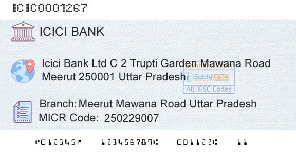 Icici Bank Limited Meerut Mawana Road Uttar PradeshBranch 