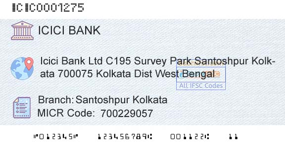 Icici Bank Limited Santoshpur KolkataBranch 