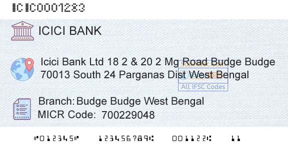 Icici Bank Limited Budge Budge West BengalBranch 
