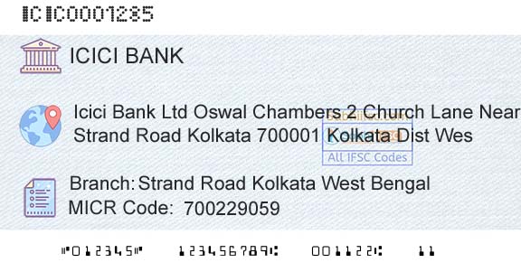 Icici Bank Limited Strand Road Kolkata West BengalBranch 