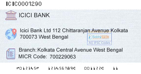 Icici Bank Limited Kolkata Central Avenue West BengalBranch 