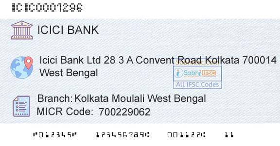 Icici Bank Limited Kolkata Moulali West BengalBranch 