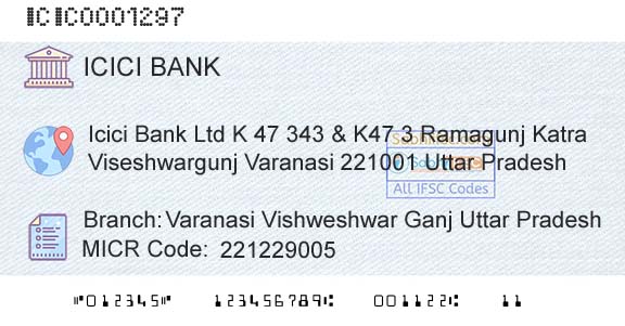 Icici Bank Limited Varanasi Vishweshwar Ganj Uttar PradeshBranch 