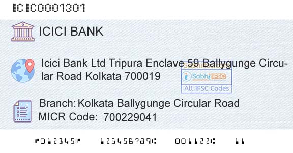Icici Bank Limited Kolkata Ballygunge Circular RoadBranch 