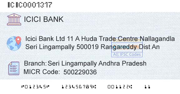 Icici Bank Limited Seri Lingampally Andhra PradeshBranch 