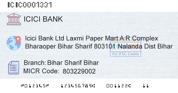 Icici Bank Limited Bihar Sharif BiharBranch 