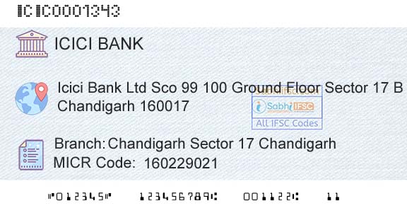 Icici Bank Limited Chandigarh Sector 17 ChandigarhBranch 