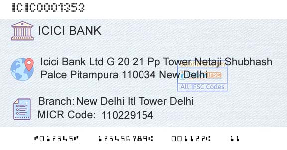 Icici Bank Limited New Delhi Itl Tower DelhiBranch 
