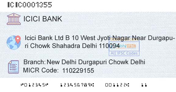 Icici Bank Limited New Delhi Durgapuri Chowk DelhiBranch 