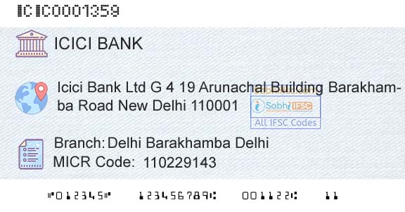 Icici Bank Limited Delhi Barakhamba DelhiBranch 