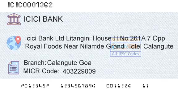 Icici Bank Limited Calangute GoaBranch 