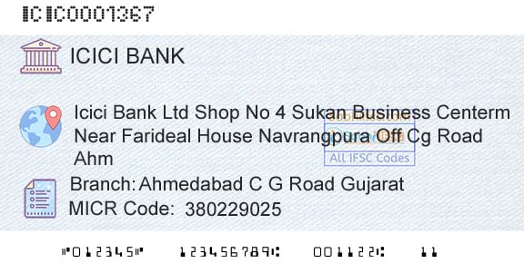 Icici Bank Limited Ahmedabad C G Road GujaratBranch 