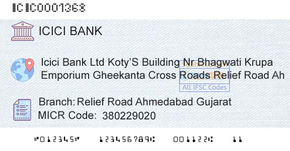 Icici Bank Limited Relief Road Ahmedabad GujaratBranch 