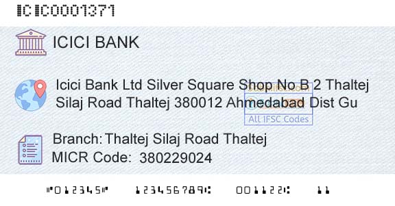 Icici Bank Limited Thaltej Silaj Road ThaltejBranch 