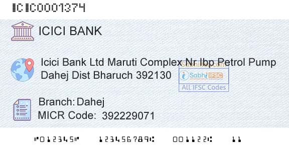 Icici Bank Limited DahejBranch 