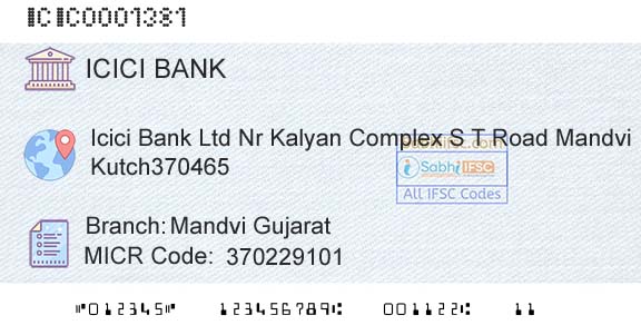 Icici Bank Limited Mandvi GujaratBranch 