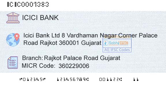 Icici Bank Limited Rajkot Palace Road GujaratBranch 