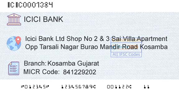 Icici Bank Limited Kosamba GujaratBranch 