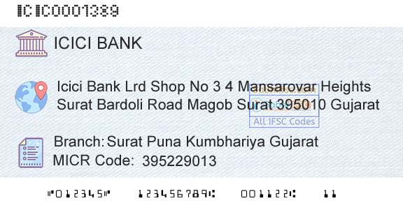Icici Bank Limited Surat Puna Kumbhariya GujaratBranch 