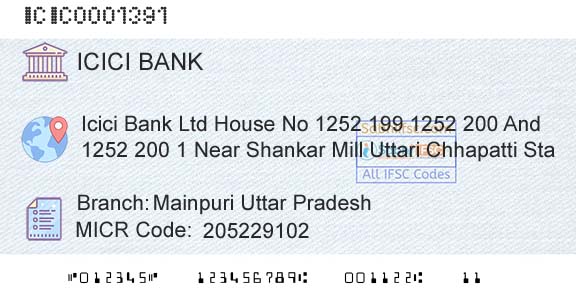 Icici Bank Limited Mainpuri Uttar PradeshBranch 