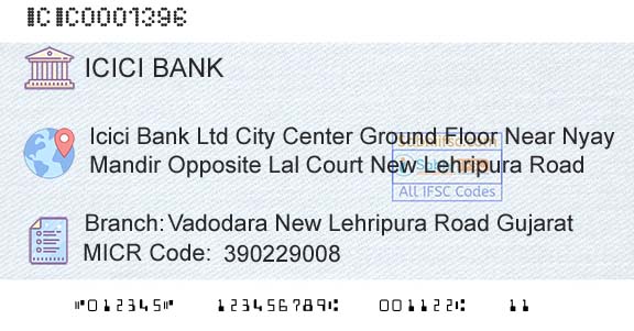 Icici Bank Limited Vadodara New Lehripura Road GujaratBranch 