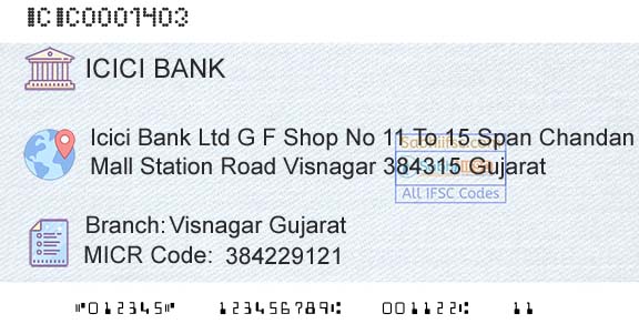 Icici Bank Limited Visnagar GujaratBranch 