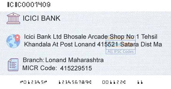 Icici Bank Limited Lonand MaharashtraBranch 