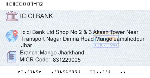 Icici Bank Limited Mango JharkhandBranch 