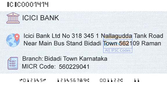 Icici Bank Limited Bidadi Town KarnatakaBranch 