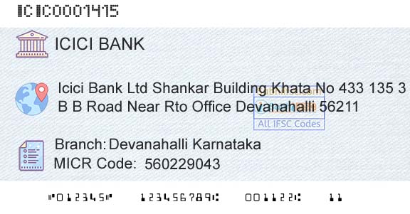 Icici Bank Limited Devanahalli KarnatakaBranch 