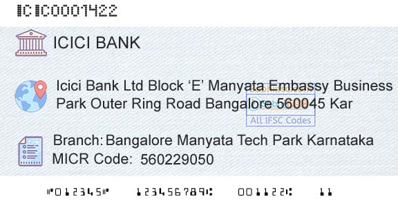 Icici Bank Limited Bangalore Manyata Tech Park KarnatakaBranch 