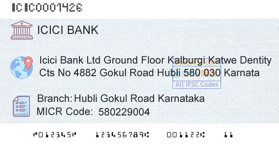 Icici Bank Limited Hubli Gokul Road KarnatakaBranch 
