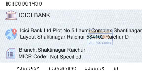 Icici Bank Limited Shaktinagar RaichurBranch 