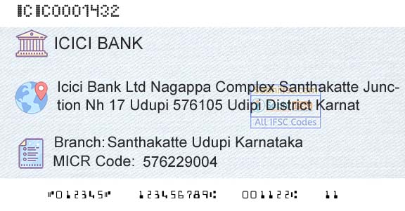 Icici Bank Limited Santhakatte Udupi KarnatakaBranch 