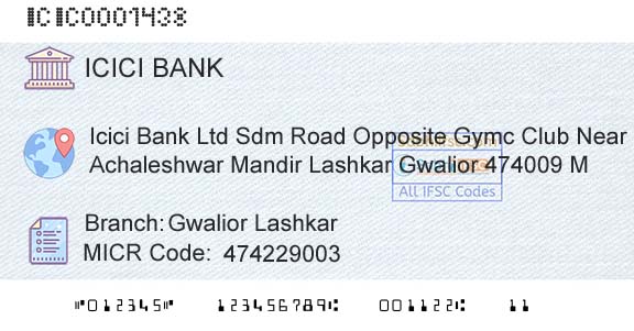 Icici Bank Limited Gwalior LashkarBranch 