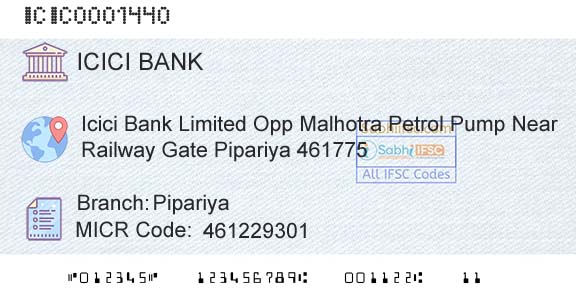 Icici Bank Limited PipariyaBranch 